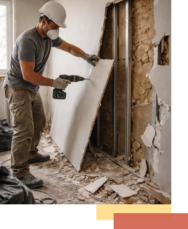 Демонтаж гипсокартона со стен в Казани качественно и быстро