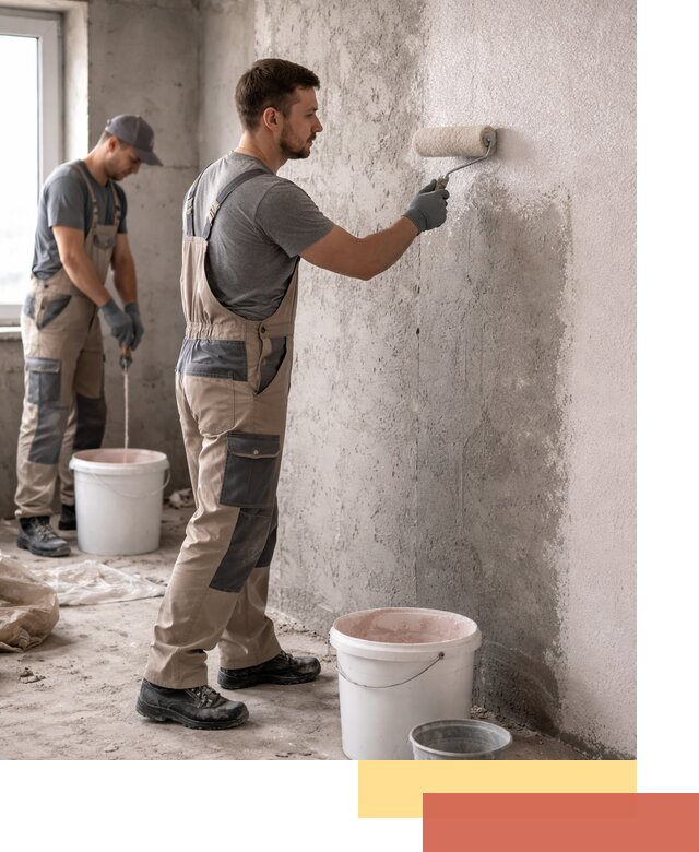 Нанесение бетоноконтакта на стены в Казани для последующей отделки