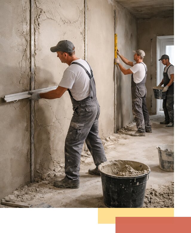 Штукатурка стен по маякам в Казани — точная и ровная поверхность