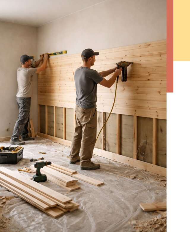 Монтаж деревянной вагонки на стены в Казани от 7963 руб. | Услуги монтажа вагонки | ОТДЕЛОЧНИК-Кзн