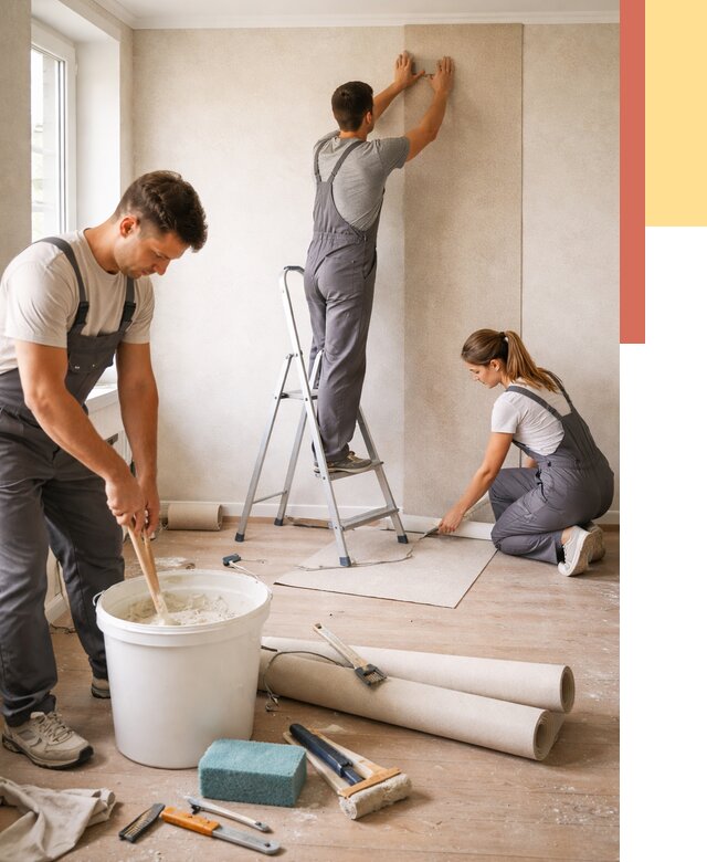 Оклейка стен обоями в Казани от 3716 руб/м2 — быстро и недорого | ОТДЕЛОЧНИК-Кзн