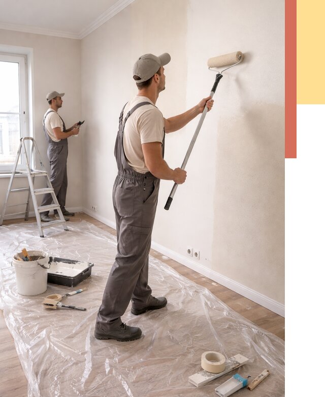 Покраска стен акриловой краской в Казани от 3716 руб./м² — быстро и недорого | ОТДЕЛОЧНИК-Кзн