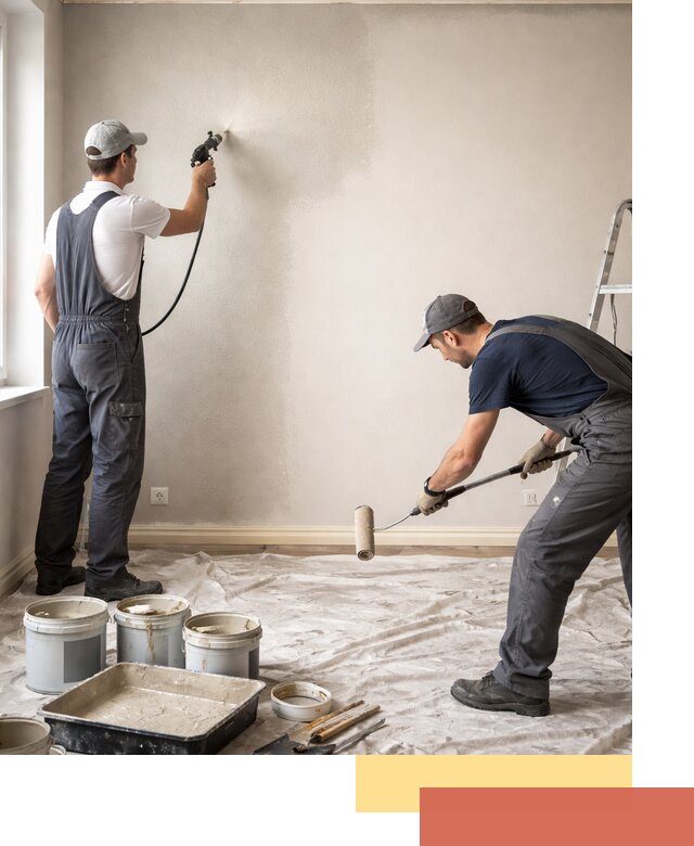 Покраска стен моющейся краской и защита поверхностей в Казани