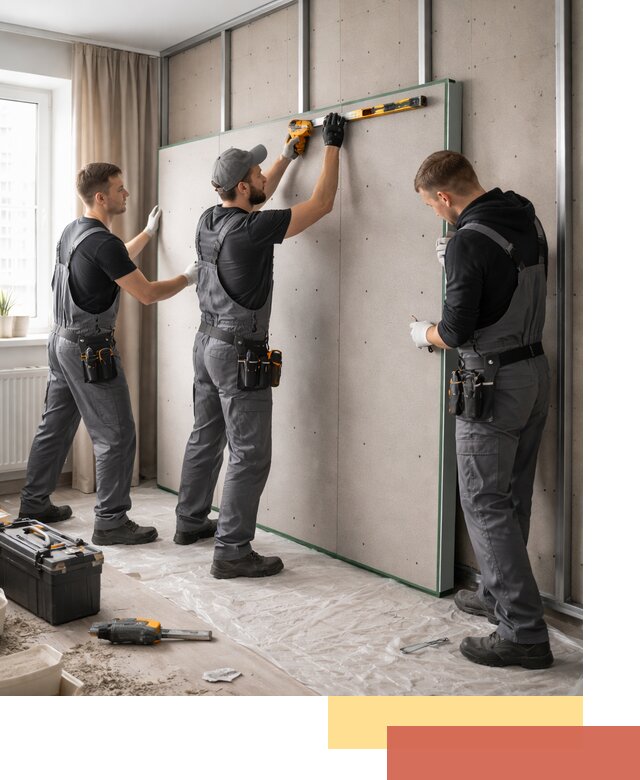 Шумоизоляция стен панелями ЗИПС в Казани для жилых и коммерческих помещений