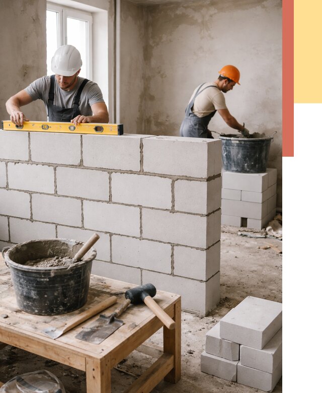 Кладка перегородок из газобетона в Казани от 3397 руб. под ключ | ОТДЕЛОЧНИК-Кзн