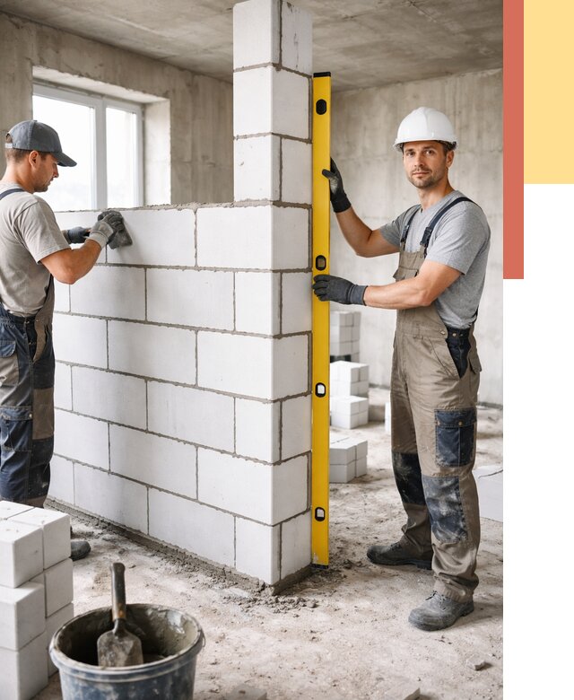 Кладка перегородок из пеноблока в Казани от 1911 руб. под ключ | ОТДЕЛОЧНИК-Кзн