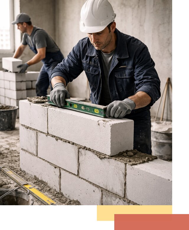 Кладка перегородок из пеноблока под ключ в Казани