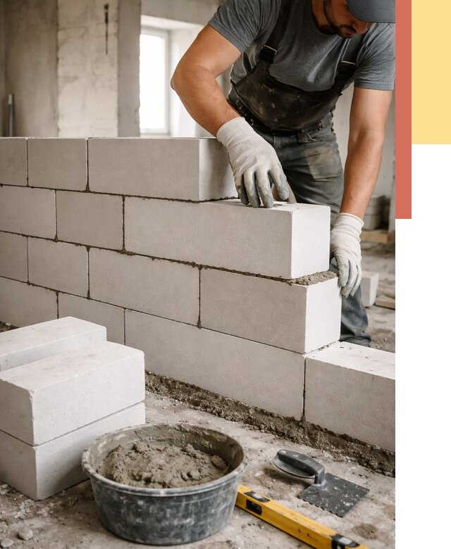 Кладка перегородок из силикатного блока в Казани от 4247 руб. под ключ | ОТДЕЛОЧНИК-Кзн