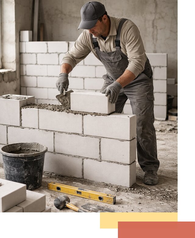 Кладка перегородок из силикатного блока в Казани