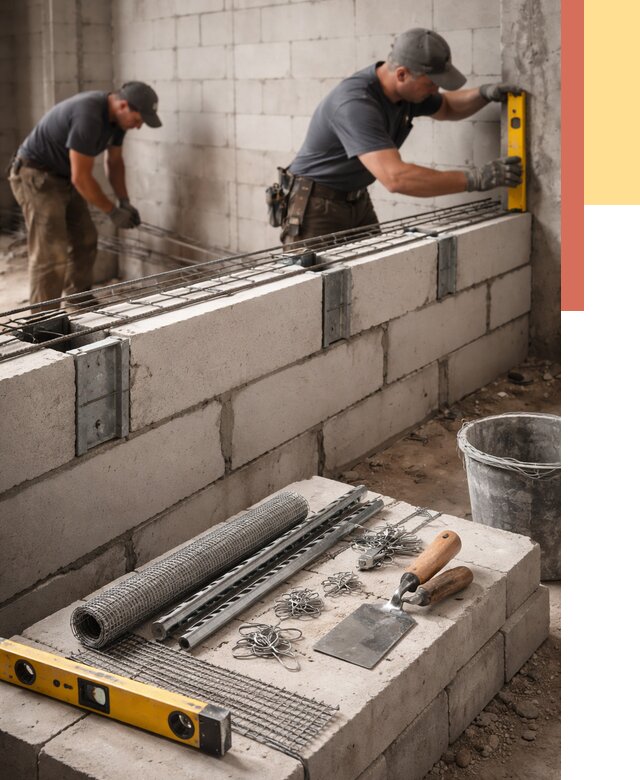 Армирование кладки перегородок в Казани от 796 руб. под ключ | ОТДЕЛОЧНИК-Кзн
