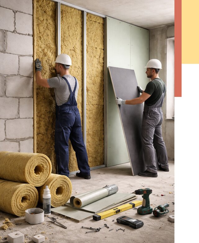 Шумоизоляция перегородок из блоков в Казани от 1964 руб./м² — быстро и недорого | ОТДЕЛОЧНИК-Кзн