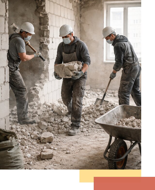 Демонтаж блочных перегородок в Казани быстро и аккуратно