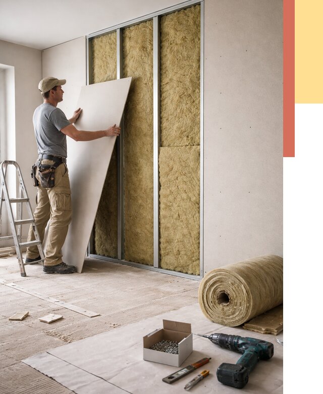 Перегородка из гипсокартона с шумоизоляцией в Казани от 3313 руб. | ОТДЕЛОЧНИК-Кзн