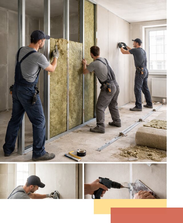 Перегородка из гипсокартона с шумоизоляцией в Казани — монтаж под ключ