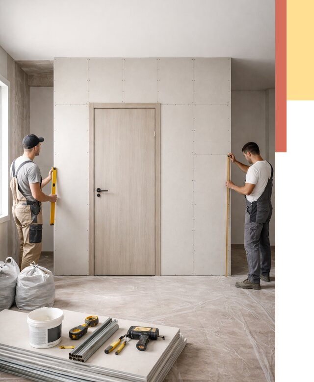 Перегородка из гипсокартона с дверью в Казани от 4778 руб. под ключ | ОТДЕЛОЧНИК-Кзн