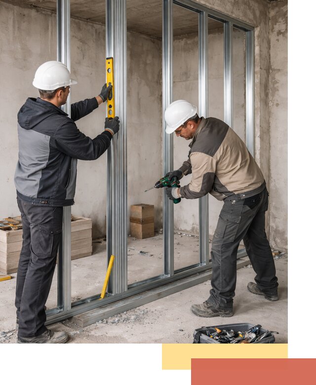 Монтаж каркаса перегородки из профиля в Казани