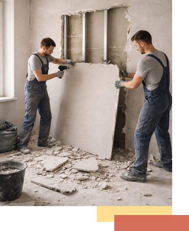 Демонтаж перегородки из гипсокартона в Казани быстрый и аккуратный