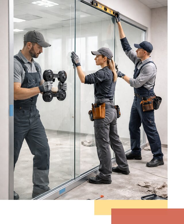 Профессиональный монтаж стеклянных перегородок в Казани