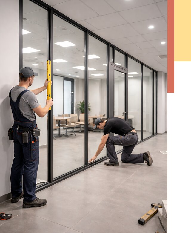 Каркасные стеклянные перегородки в Казани под ключ от 9768 руб. | ОТДЕЛОЧНИК-Кзн