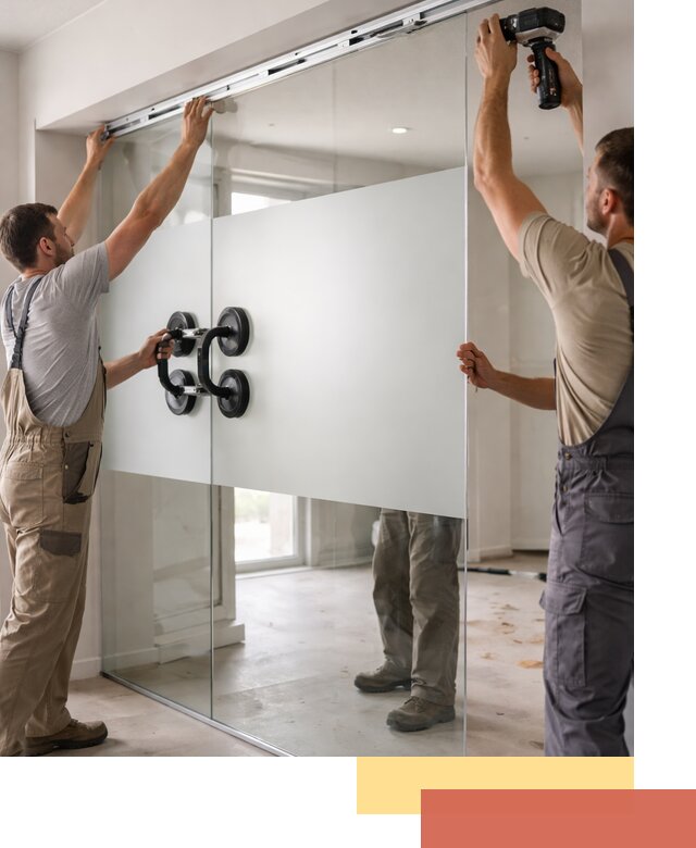 Матовые стеклянные перегородки под ключ в Казани