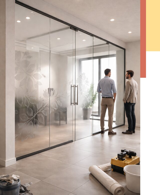 Стеклянные перегородки с рисунком в Казани от 13271 руб. монтаж и нанесение | ОТДЕЛОЧНИК-Кзн