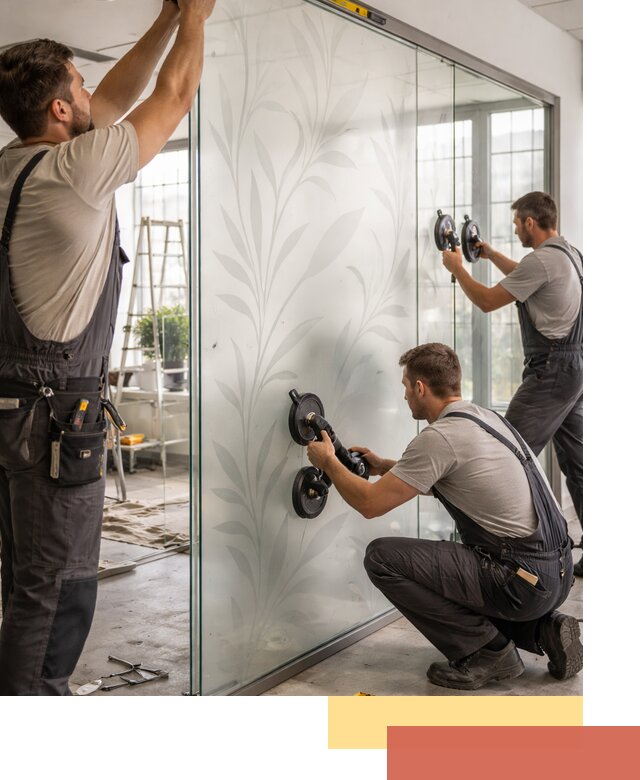 Стеклянные перегородки с рисунком на заказ в Казани