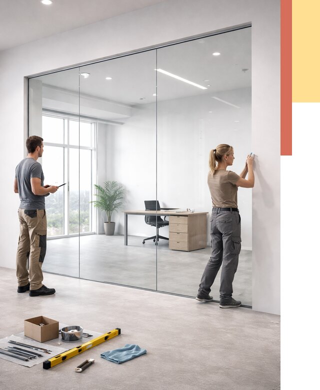 Перегородки из закаленного стекла в Казани от 10086 руб. под ключ | ОТДЕЛОЧНИК-Кзн