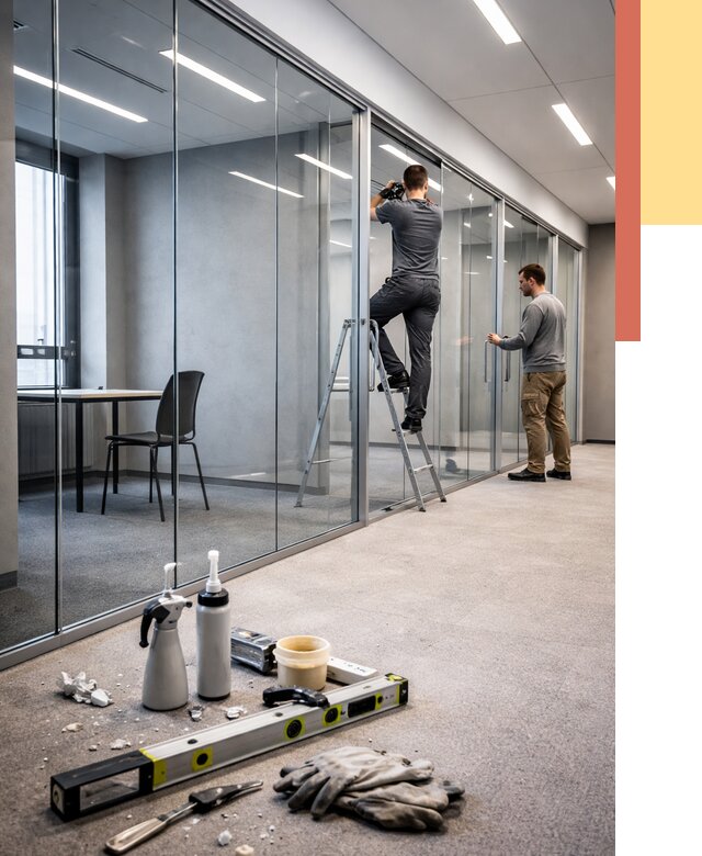 Стеклянные офисные перегородки в Казани от 9024 руб. — монтаж и установка | ОТДЕЛОЧНИК-Кзн