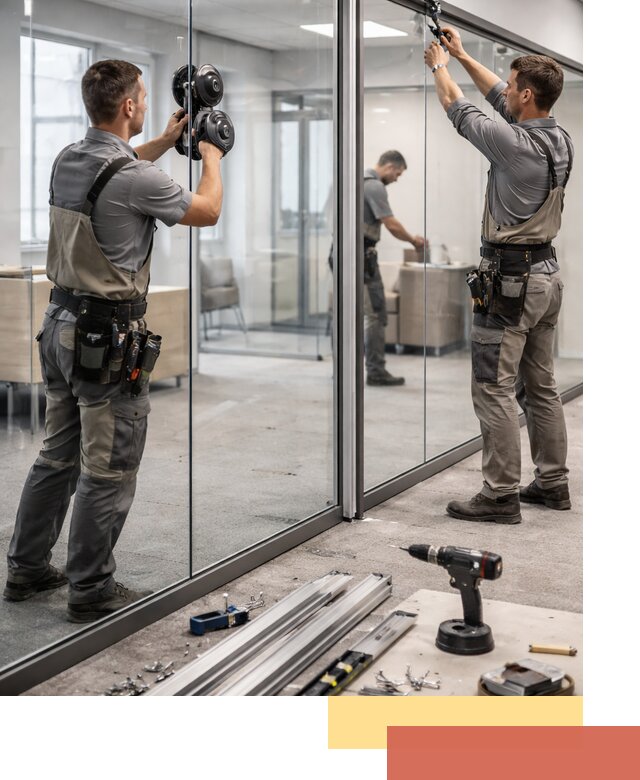 Стеклянные офисные перегородки под ключ в Казани