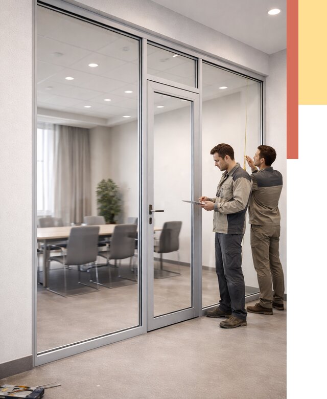 Установка и монтаж алюминиевых перегородок со стеклом в Казани от 8706 руб. | ОТДЕЛОЧНИК-Кзн