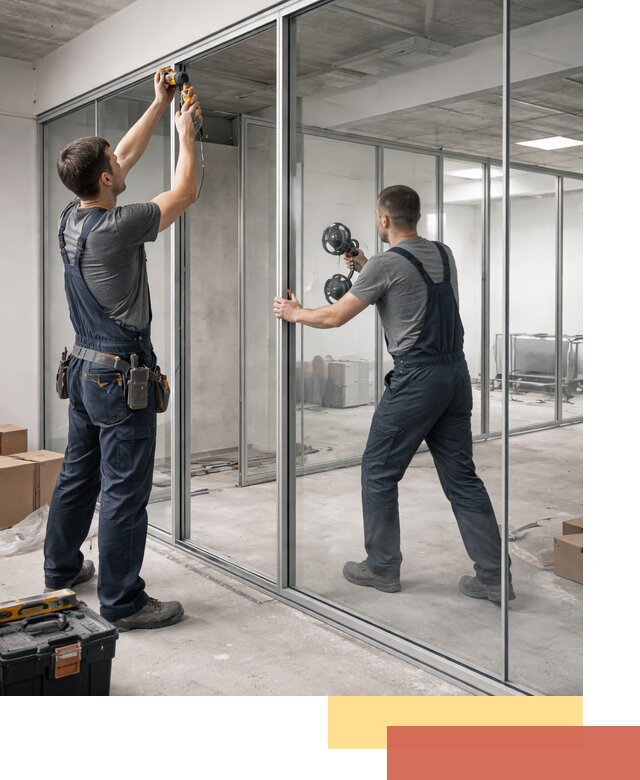 Алюминиевые перегородки со стеклом в Казани — изготовление и монтаж