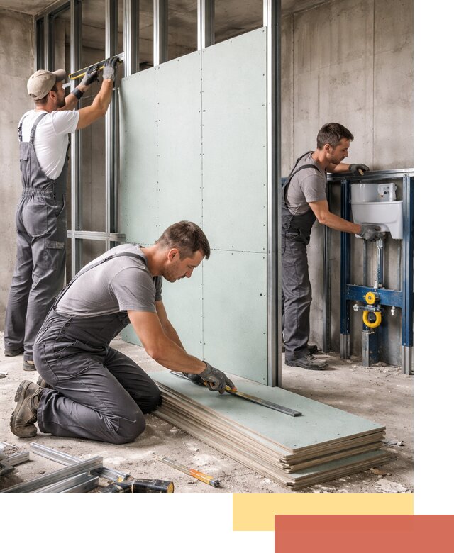 Монтаж и ремонт сантехнических перегородок в Казани