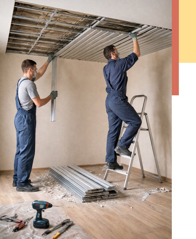 Демонтаж реечного потолка в Казани от 4778 руб. быстро и недорого | ОТДЕЛОЧНИК-Кзн