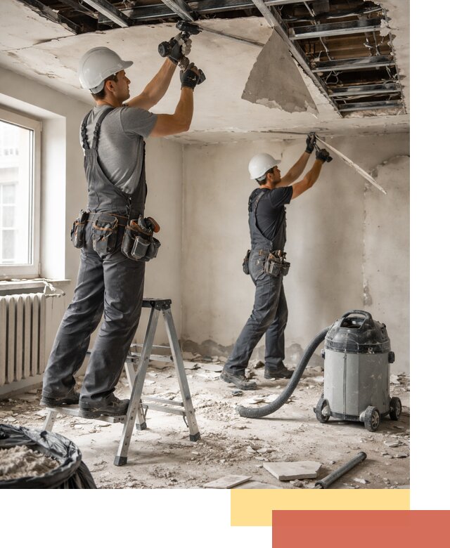 Демонтаж гипсокартонного потолка в Казани быстро и аккуратно