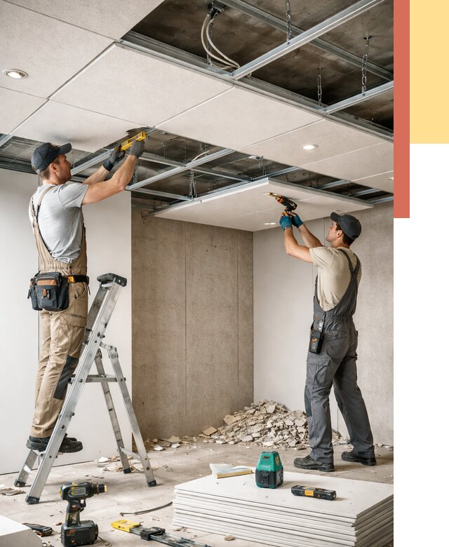 Монтаж акустического потолка в Казани от 6901 руб/м2 — быстро и недорого | ОТДЕЛОЧНИК-Кзн