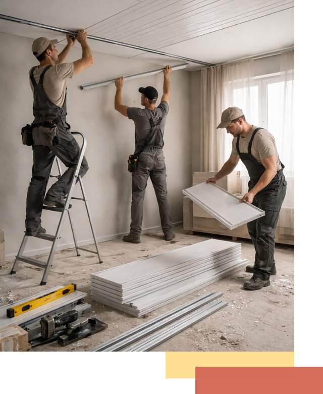 Монтаж потолка из ПВХ панелей в Казани оперативно и качественно