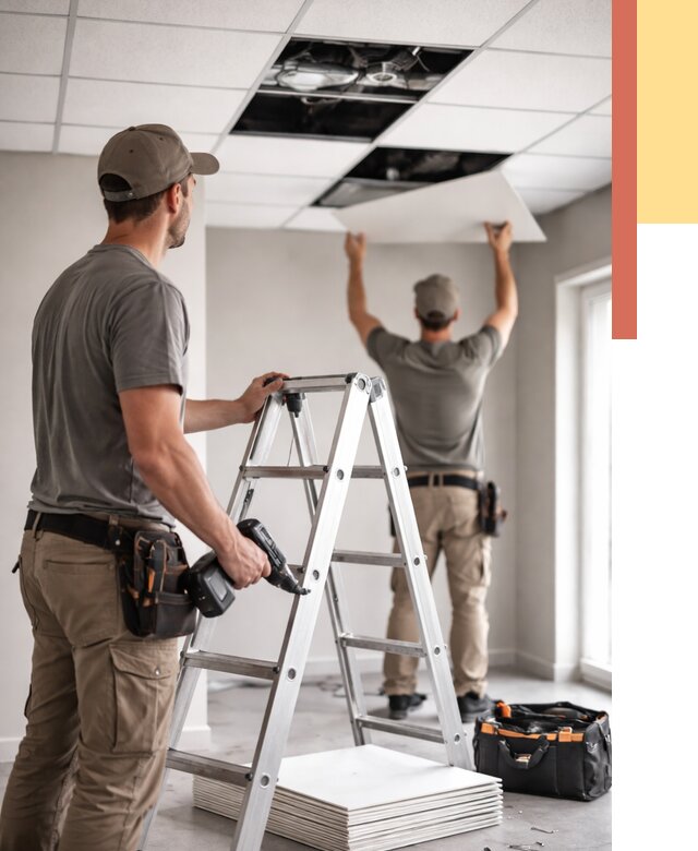 Обслуживание подвесного потолка в Казани от 3716 руб. — быстро и недорого | ОТДЕЛОЧНИК-Кзн