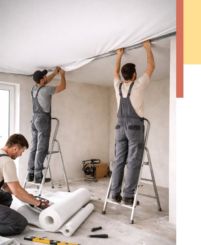 Монтаж тканевого натяжного потолка в Казани от 3716 руб. под ключ | ОТДЕЛОЧНИК-Кзн