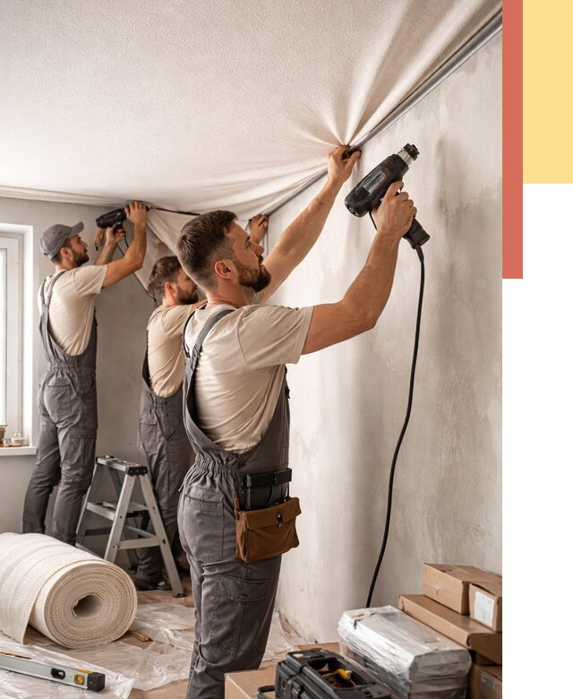 Монтаж фактурного натяжного потолка в Казани от 796 руб. — ОТДЕЛОЧНИК-Кзн