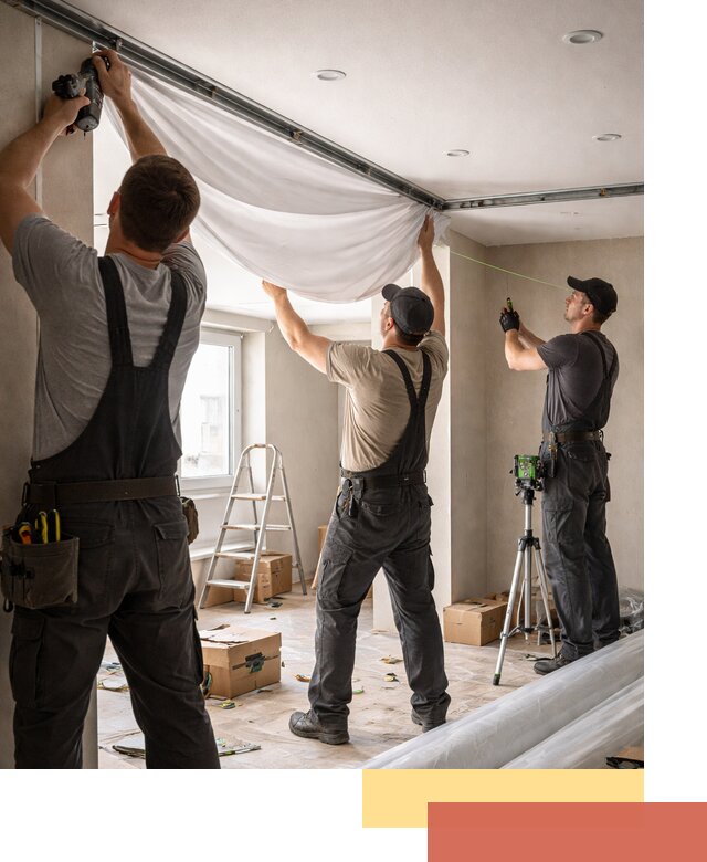 Монтаж парящего натяжного потолка под ключ в Казани