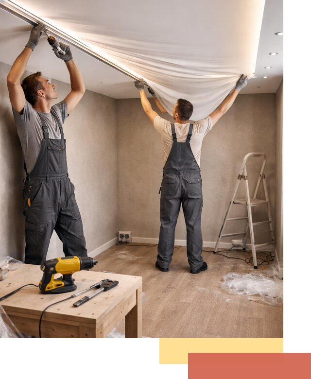 Монтаж натяжного потолка с подсветкой в Казани цена и сроки