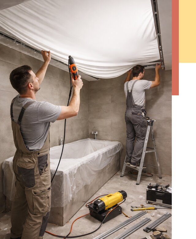 Монтаж натяжного потолка в ванной в Казани от 1274 руб. под ключ | ОТДЕЛОЧНИК-Кзн