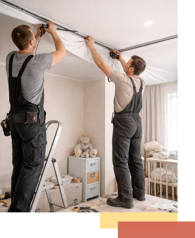 Монтаж натяжного потолка в детской комнате в Казани