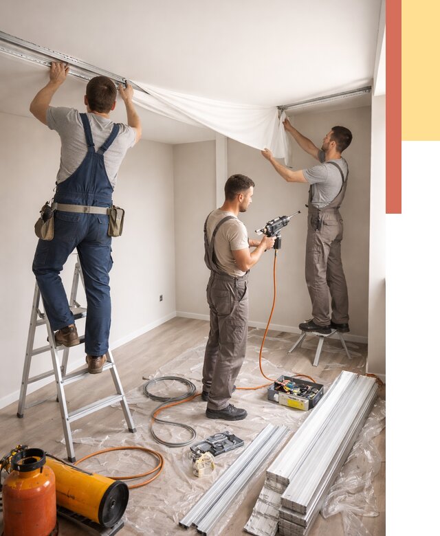 Монтаж натяжного потолка в студии в Казани от 5839 руб. — быстро и недорого | ОТДЕЛОЧНИК-Кзн