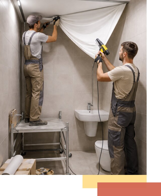 Монтаж натяжного потолка в санузле в Казани