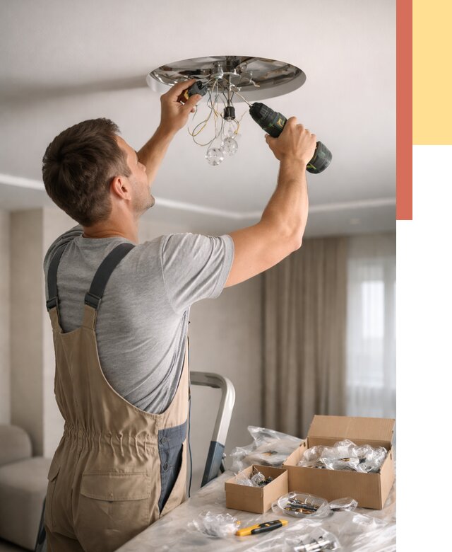 Установка люстры в натяжной потолок в Казани от 1274 руб. | Быстро и недорого — ОТДЕЛОЧНИК-Кзн