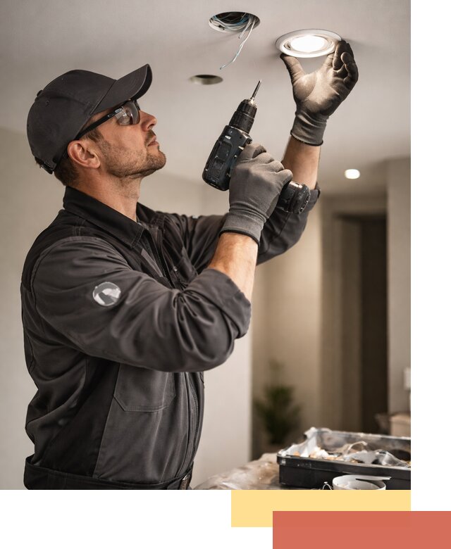 Установка точечных светильников в натяжной потолок в Казани