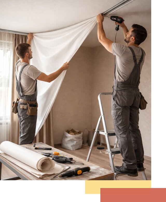 Замена полотна натяжного потолка в Казани быстро и качественно