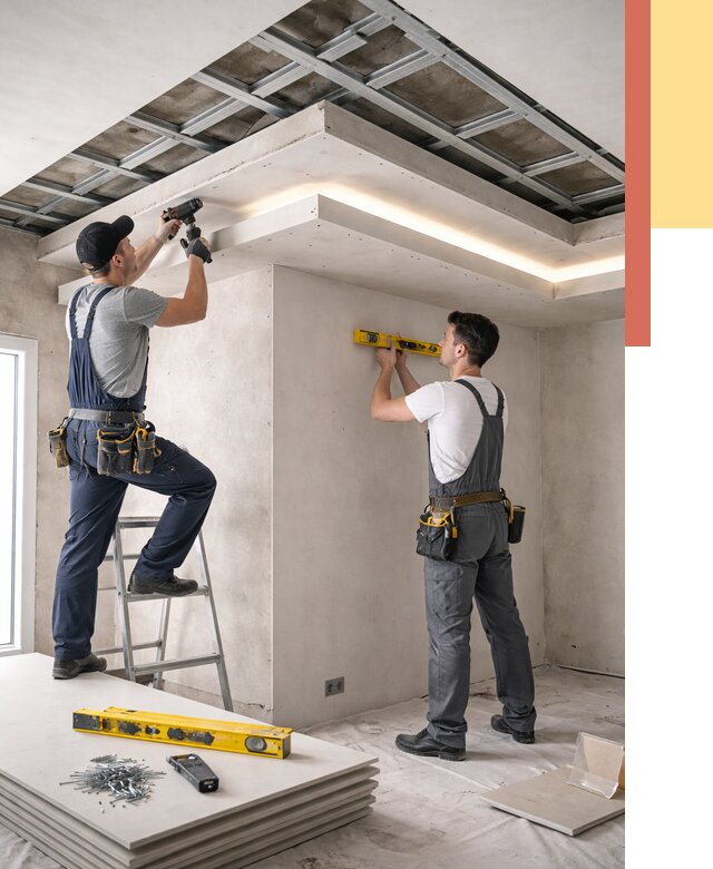 Двухуровневый потолок из гипсокартона в Казани от 1539 руб. под ключ | ОТДЕЛОЧНИК-Кзн