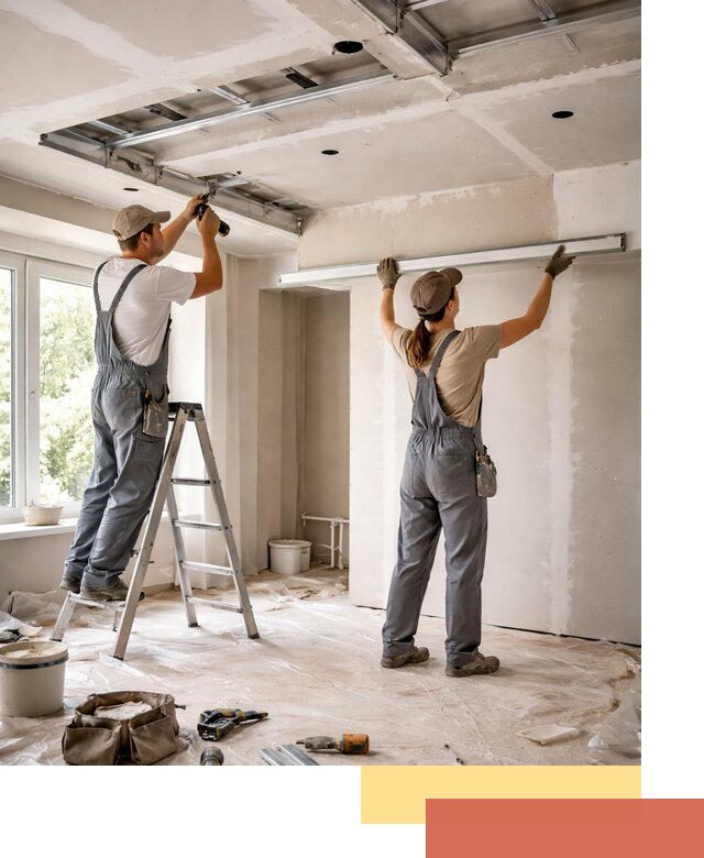 Монтаж многоуровневого потолка из гипсокартона в Казани